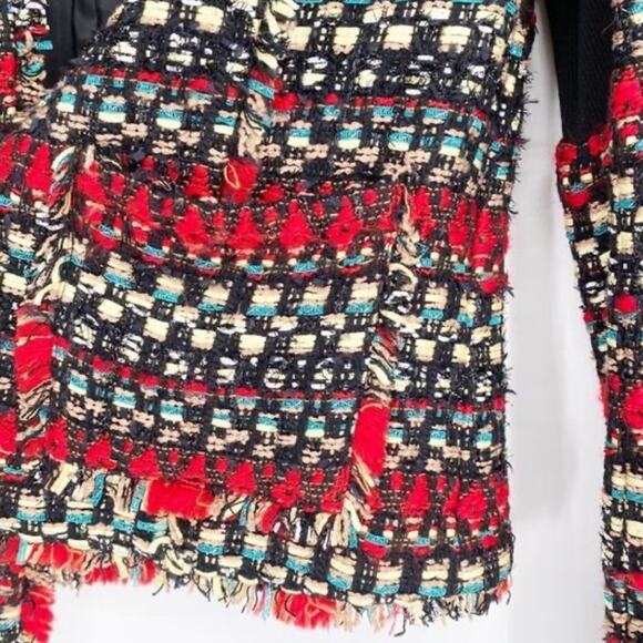 Truth and Pride Womens Red Stripe Tweed Blazer Jacket Small - Picture 6 of 9